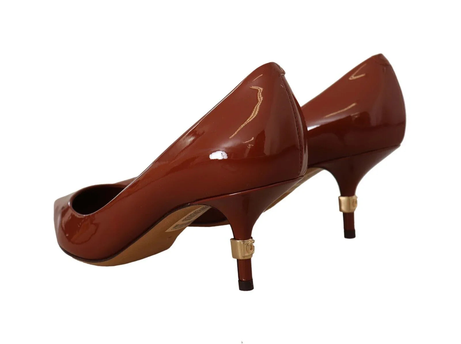Dolce & Gabbana Brown Kitten Heels Pumps Patent Leather Shoes - Zeiniez