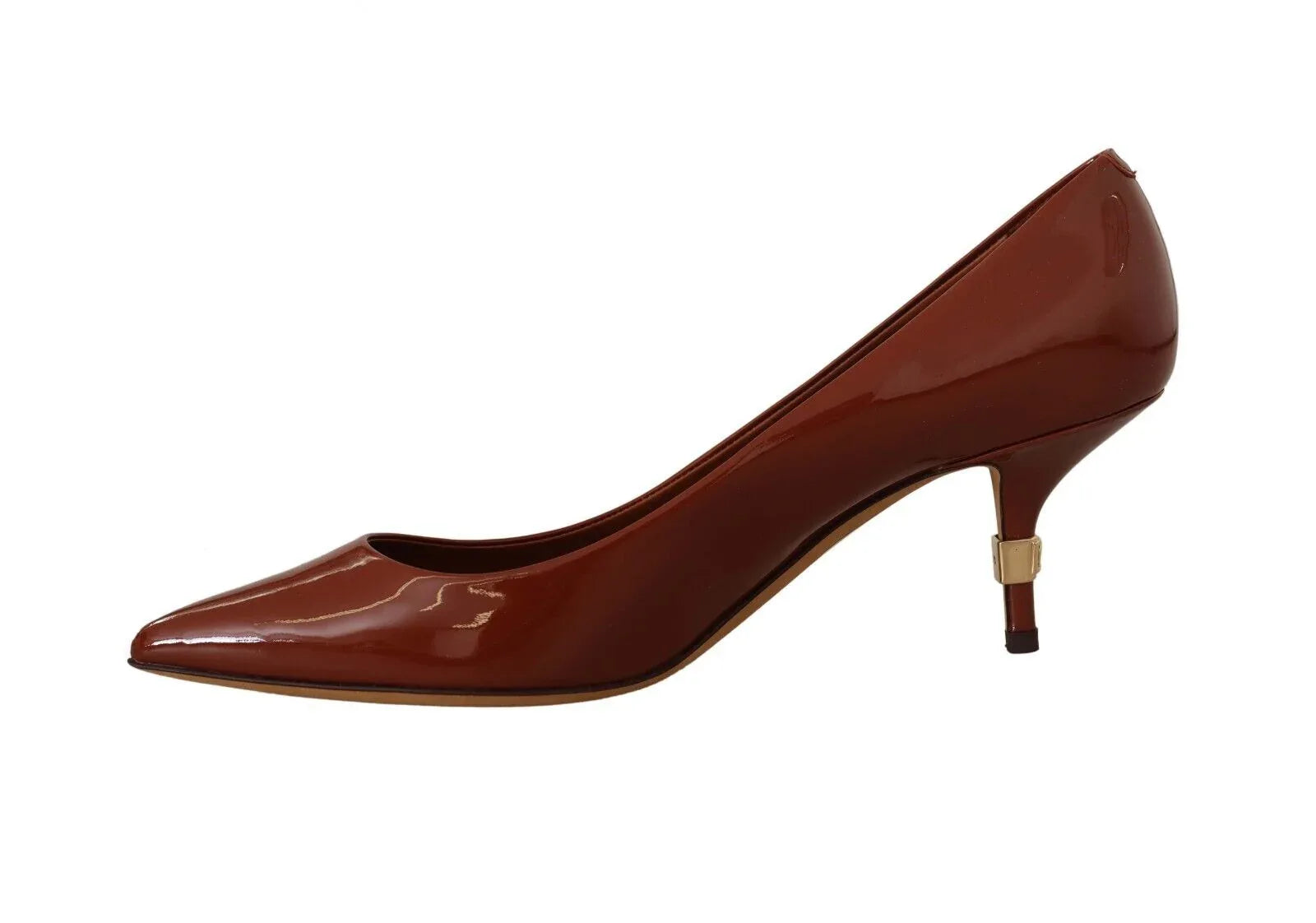 Dolce & Gabbana Brown Kitten Heels Pumps Patent Leather Shoes - Zeiniez