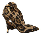 Dolce & Gabbana Gold Leopard Sequins Heels Boots Shoes - Zeiniez