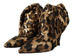 Dolce & Gabbana Gold Leopard Sequins Heels Boots Shoes - Zeiniez