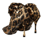 Dolce & Gabbana Gold Leopard Sequins Heels Boots Shoes - Zeiniez