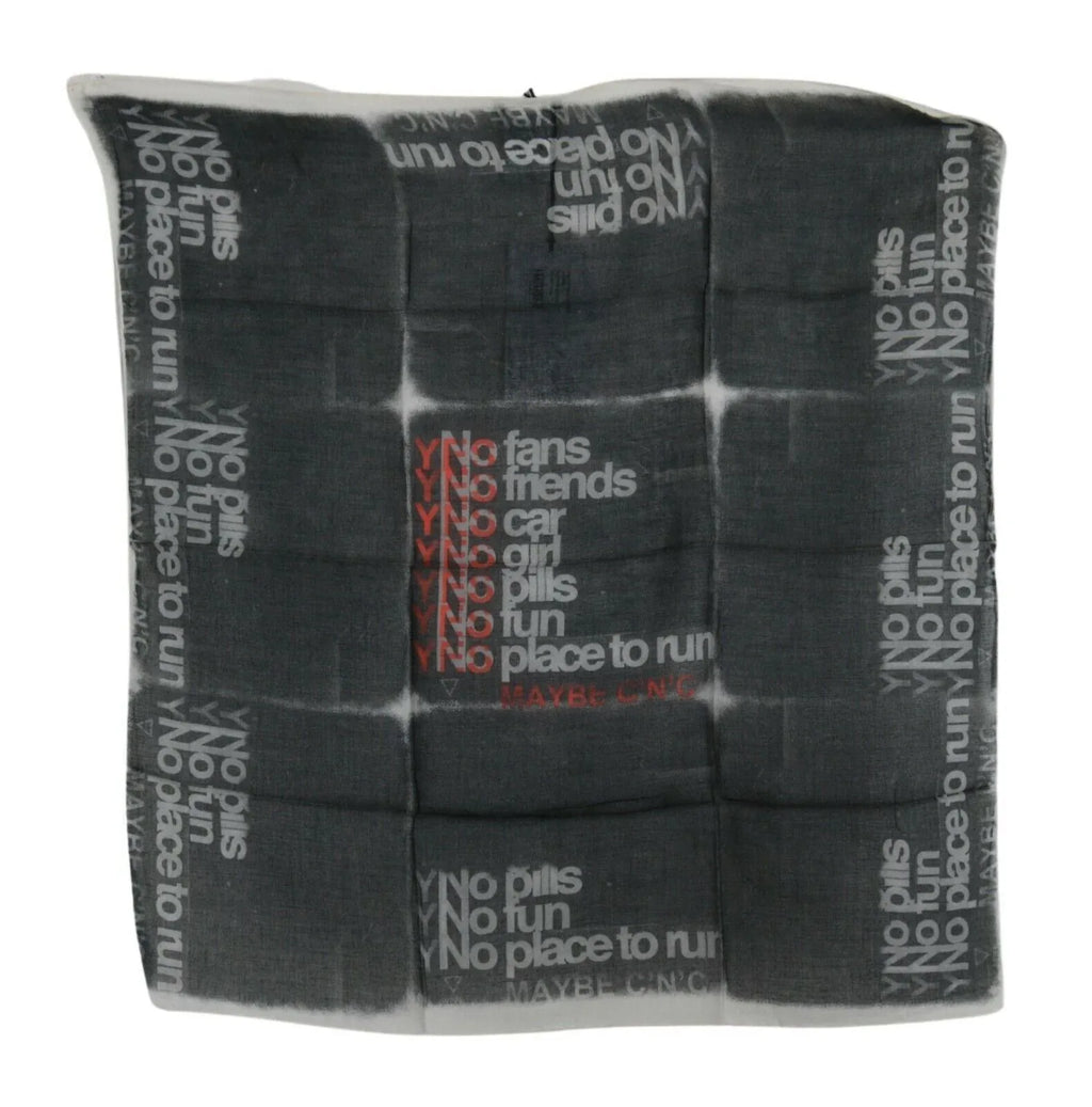 Costume National Dark Gray Wool Foulard Branded Scarf - Zeiniez
