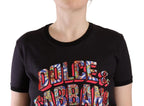 Dolce & Gabbana Black Logo Print Cotton Crew Neck Tee T-shirt - Zeiniez