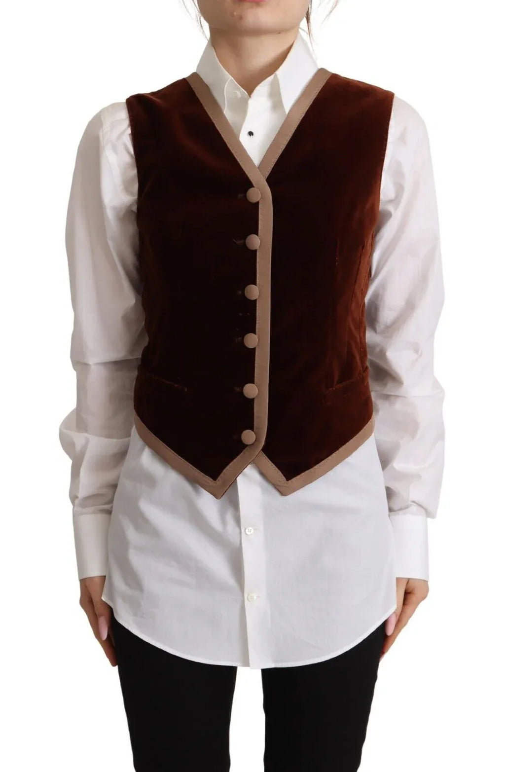 Dolce & Gabbana Bordeaux Velvet Cotton V-neck Sleeveless Vest Top - Zeiniez