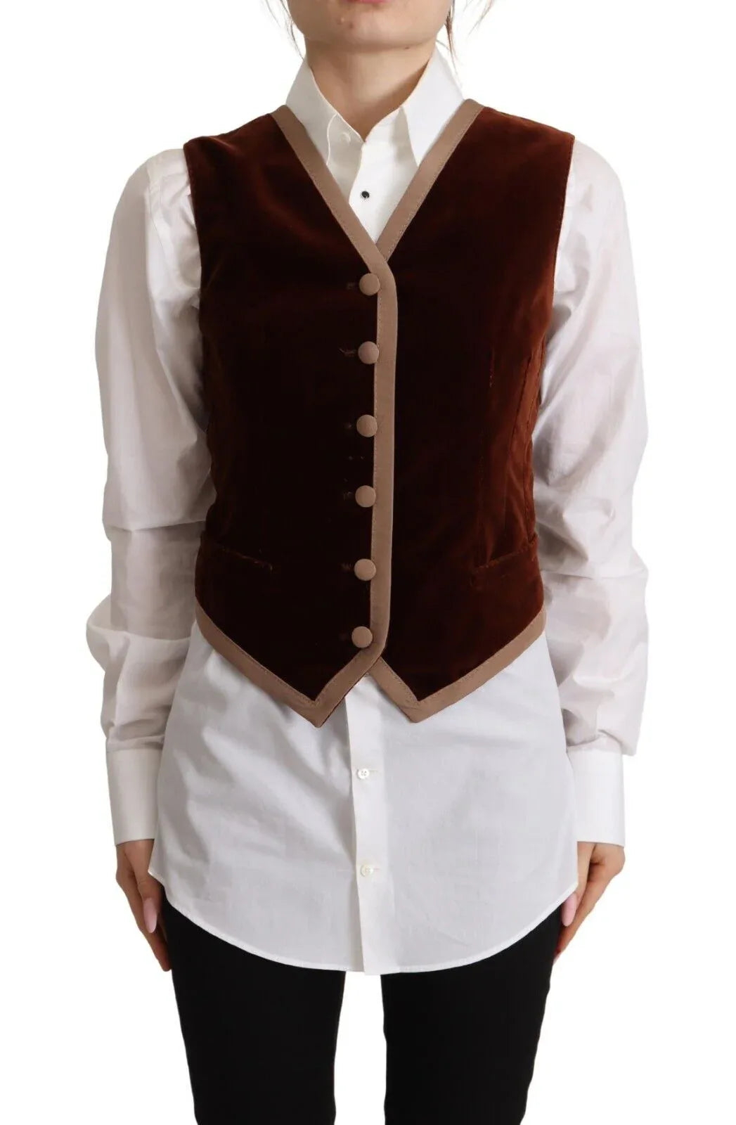 Dolce & Gabbana Bordeaux Velvet Cotton V-neck Sleeveless Vest Top - Zeiniez