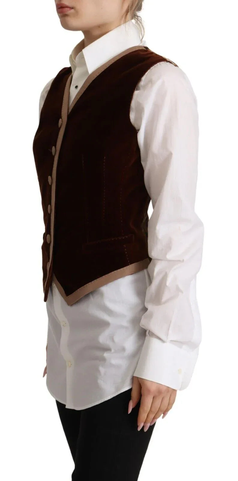 Dolce & Gabbana Bordeaux Velvet Cotton V-neck Sleeveless Vest Top - Zeiniez