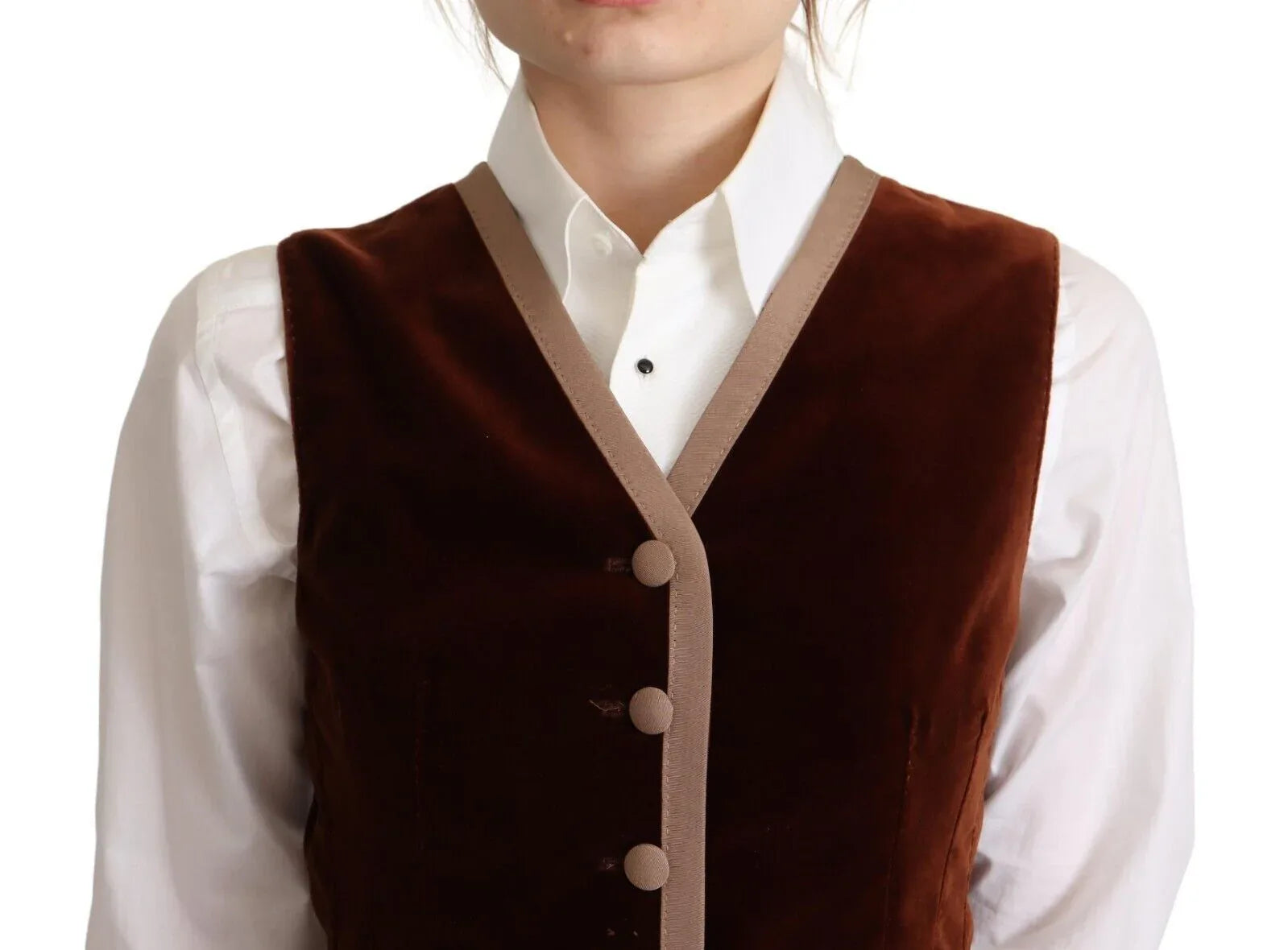 Dolce & Gabbana Bordeaux Velvet Cotton V-neck Sleeveless Vest Top - Zeiniez