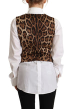 Dolce & Gabbana Brown Checkered Leopard V-neck Sleeveless Vest Top - Zeiniez