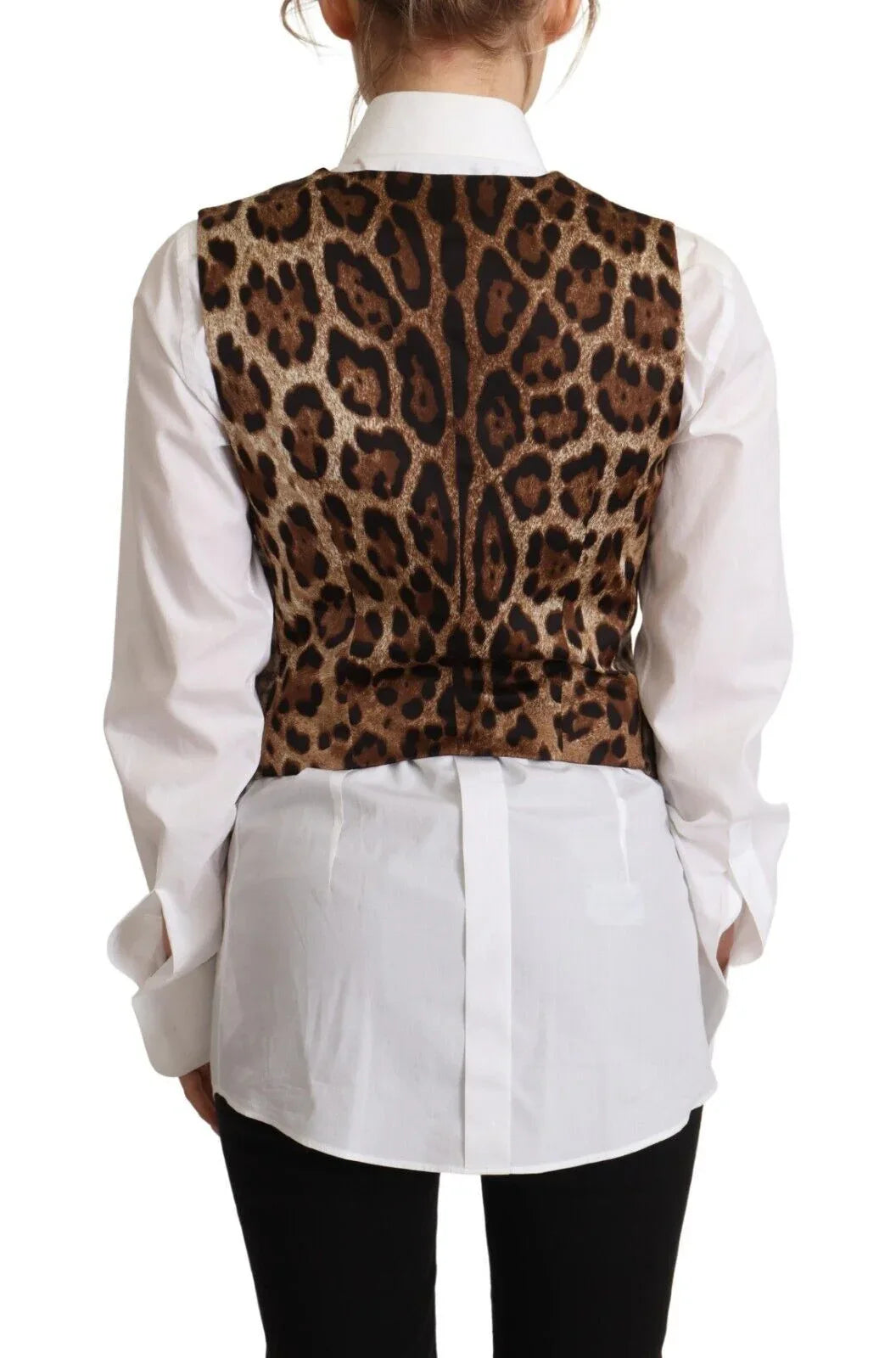 Dolce & Gabbana Brown Checkered Leopard V-neck Sleeveless Vest Top - Zeiniez