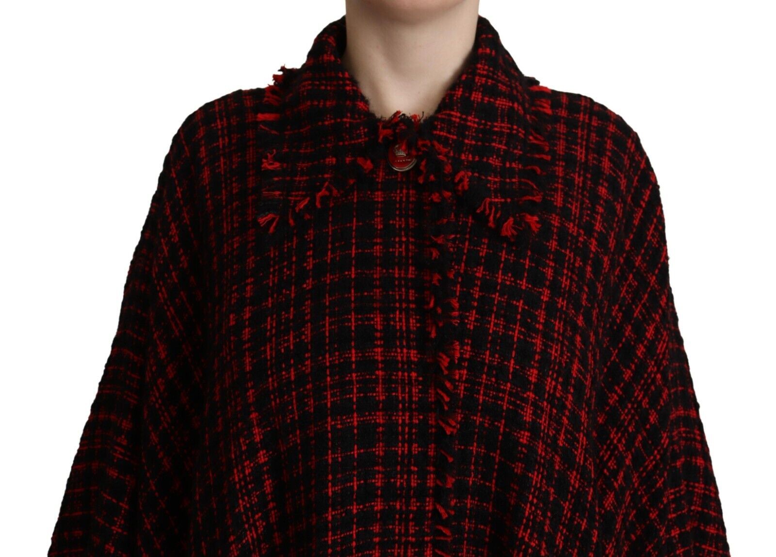 Dolce & Gabbana Black Red Cotton Checkered Over Coat Jacket - Zeiniez