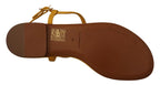 Dolce & Gabbana Mustard Leather Devotion Flats Sandals Shoes - Zeiniez