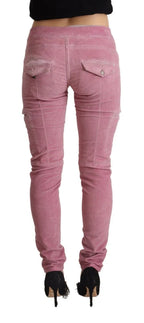 Acht Pink Cotton Low Waist Skinny Denim Cargo Jeans - Zeiniez