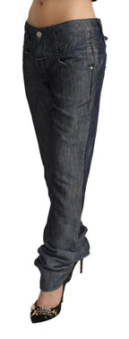 Acht Dark Gray Ramie Mid Wide Waist Straight Denim Jeans - Zeiniez