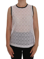 Dolce & Gabbana White Lace Floral Nylon Tank T-shirt - Zeiniez