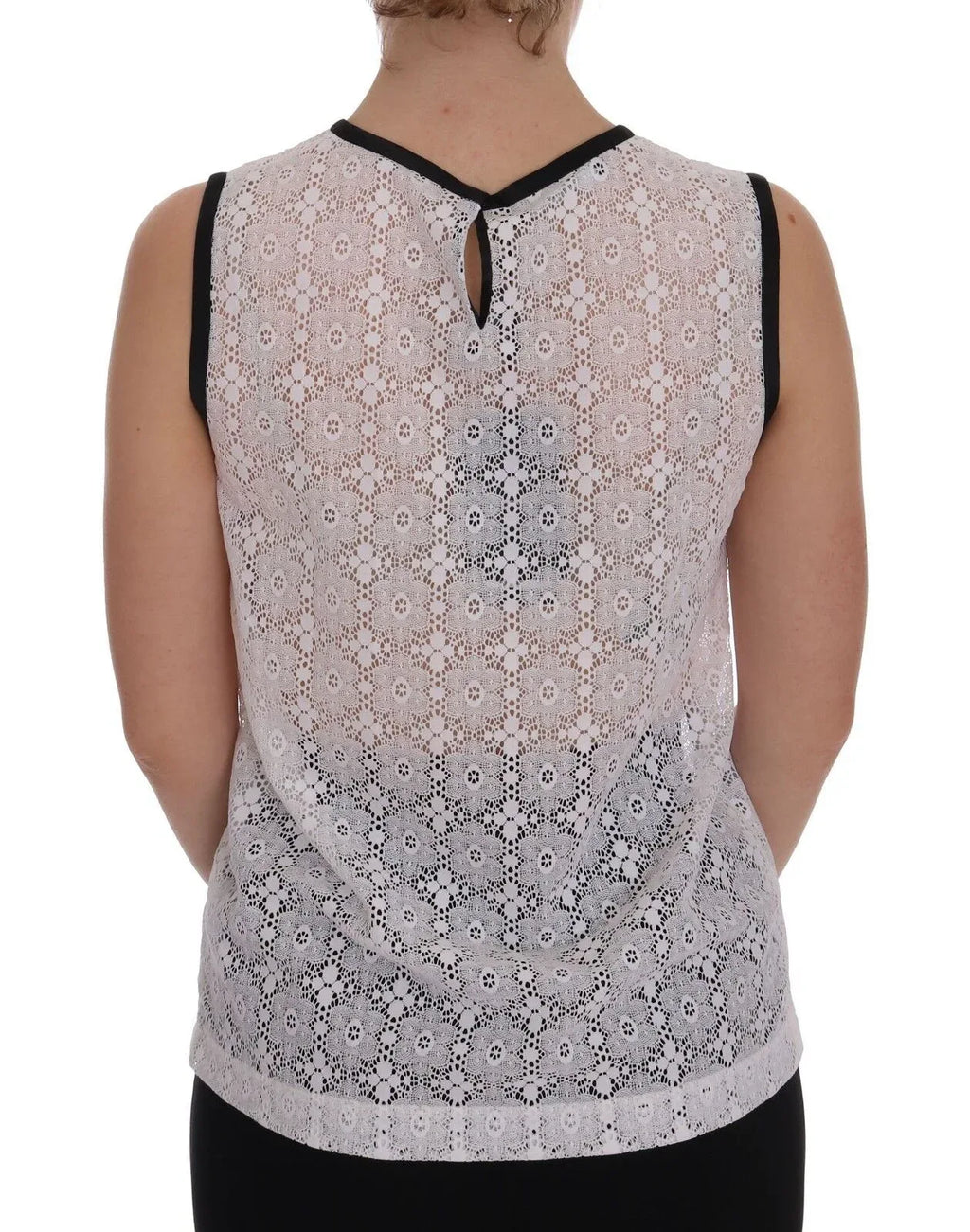 Dolce & Gabbana White Lace Floral Nylon Tank T-shirt - Zeiniez