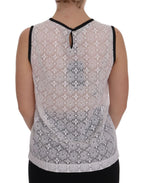 Dolce & Gabbana White Lace Floral Nylon Tank T-shirt - Zeiniez