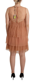 Liu Jo Pink Lace Sleeveless Mini Shift Layered Dress - Zeiniez