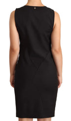Patrizia Pepe Black Cotton Blend Sleeveless Knee Length Sheath Dress - Zeiniez