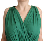 Dolce & Gabbana Green Cotton Sleeveless V-neck Dress - Zeiniez