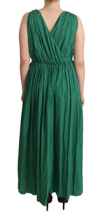 Dolce & Gabbana Green Cotton Sleeveless V-neck Dress - Zeiniez
