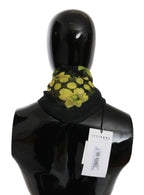 GF Ferre Black Yellow Floral Wrap Shawl Foulard Scarf - Zeiniez