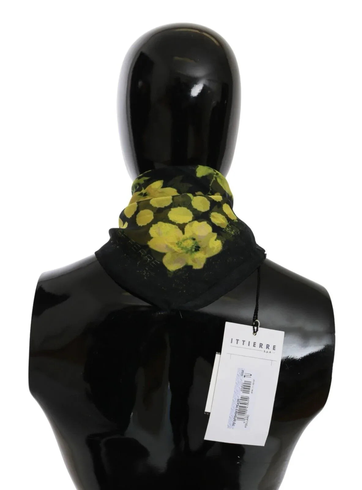 GF Ferre Black Yellow Floral Wrap Shawl Foulard Scarf - Zeiniez