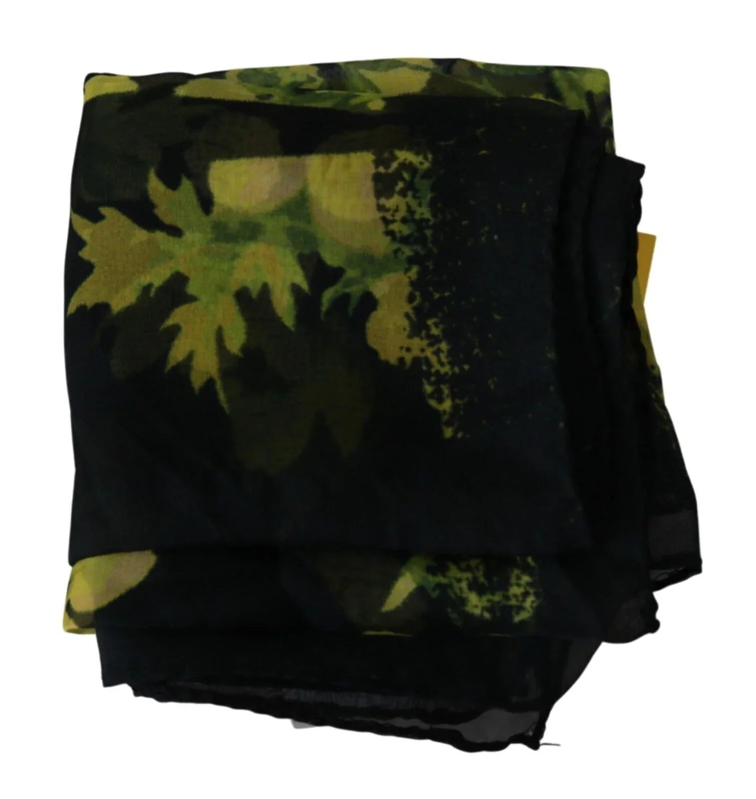 GF Ferre Black Yellow Floral Wrap Shawl Foulard Scarf - Zeiniez
