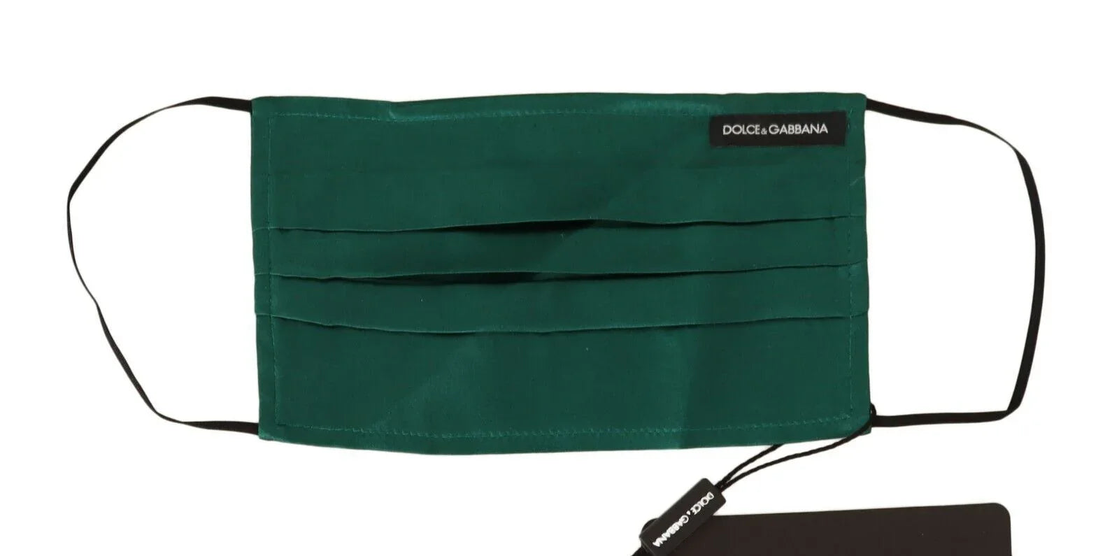 Dolce & Gabbana Green Silk Pleated Elastic Ear Strap Face Mask - Zeiniez