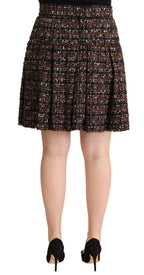 Dolce & Gabbana Brown High Waist Mini A-Line Pleated Skirt - Zeiniez