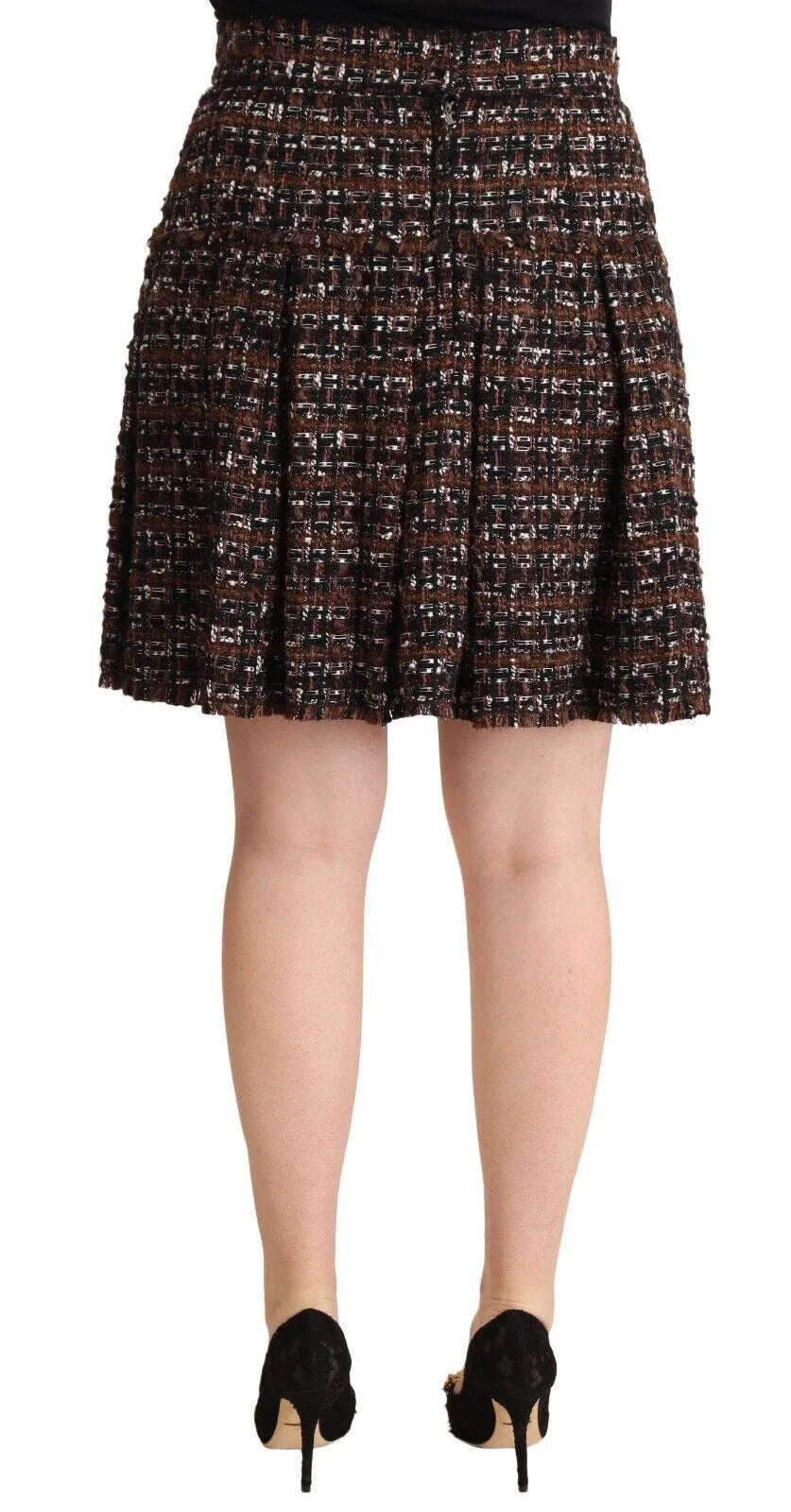 Dolce & Gabbana Brown High Waist Mini A-Line Pleated Skirt - Zeiniez