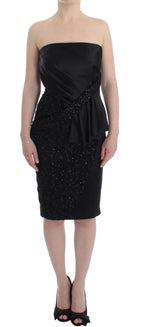 Masha Ma Black Strapless Embellished Pencil Dress - Zeiniez