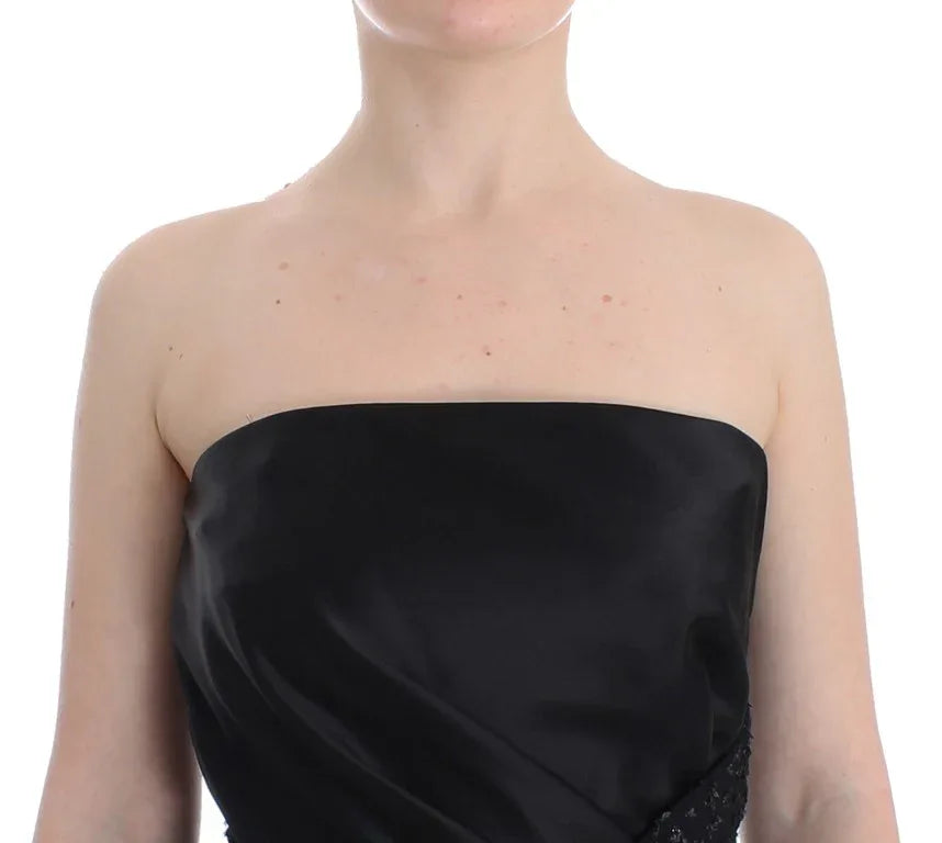 Masha Ma Black Strapless Embellished Pencil Dress - Zeiniez