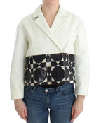 Andrea Pompilio White Black Cropped Leather Jacket - Zeiniez