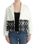 Andrea Pompilio White Black Cropped Leather Jacket - Zeiniez