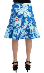 Koonhor Blue Peplum Fresco-Print Straight Pencil Skirt - Zeiniez