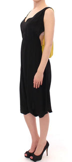 Lamberto Petri Black Yellow Silk Shift Sheath Coctail Dress - Zeiniez