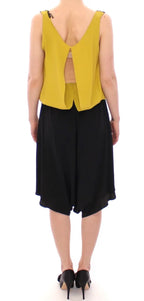 Lamberto Petri Black Yellow Silk Shift Sheath Coctail Dress - Zeiniez