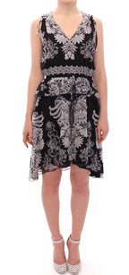Sachin & Babi Black Silk Floral Pattern Shift Coctail Dress - Zeiniez