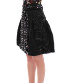 Dolce & Gabbana Black Crystal Handmade Above Knee Skirt - Zeiniez