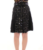 Dolce & Gabbana Black Crystal Handmade Above Knee Skirt - Zeiniez