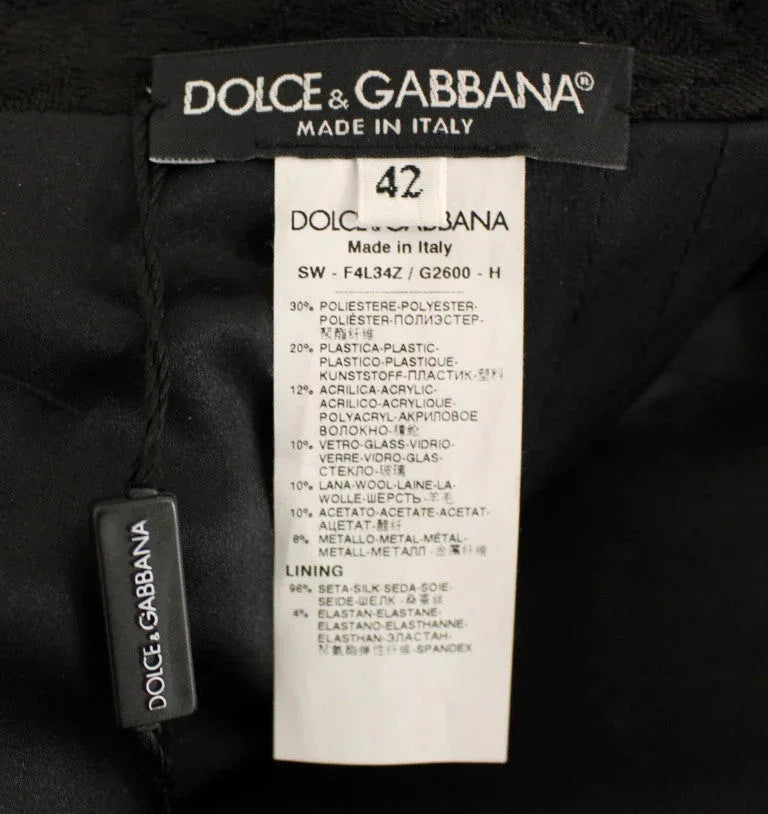 Dolce & Gabbana Black Crystal Handmade Above Knee Skirt - Zeiniez