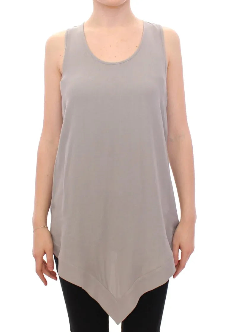 Comeforbreakfast Gray Viscose Tank Top Shirt Blouse - Zeiniez