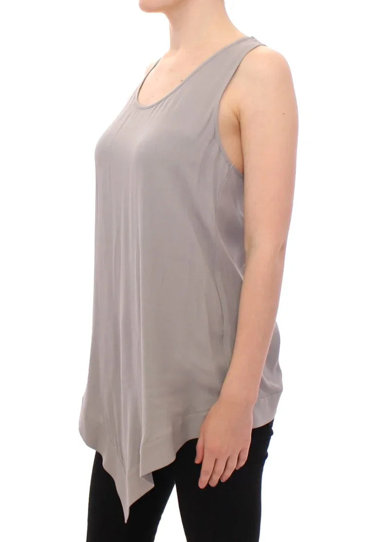 Comeforbreakfast Gray Viscose Tank Top Shirt Blouse - Zeiniez