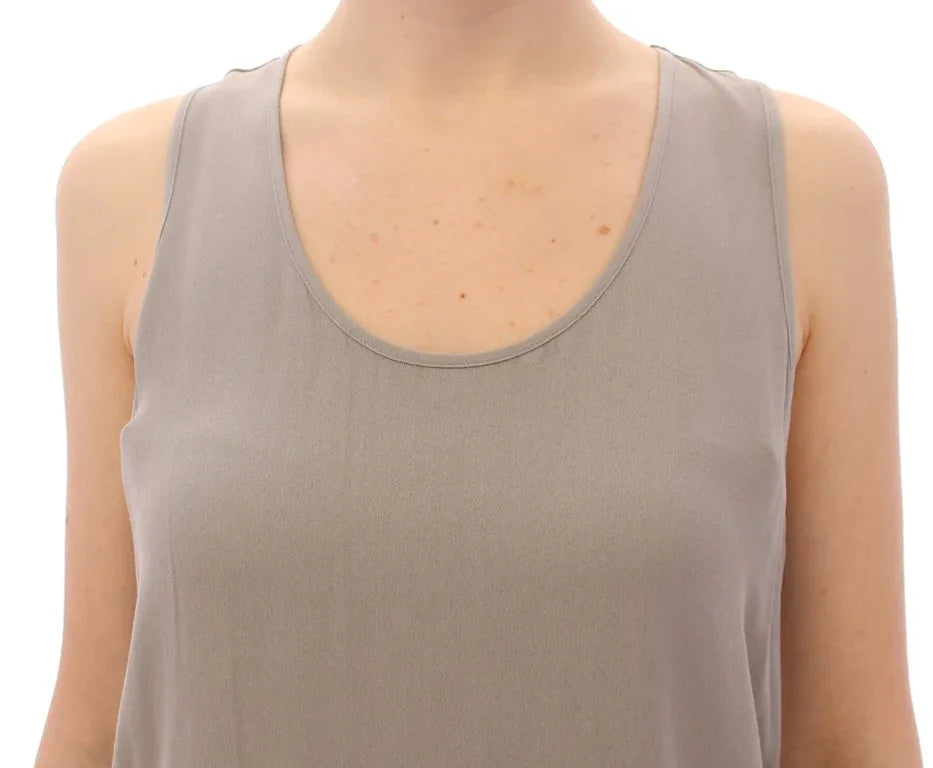Comeforbreakfast Gray Viscose Tank Top Shirt Blouse - Zeiniez