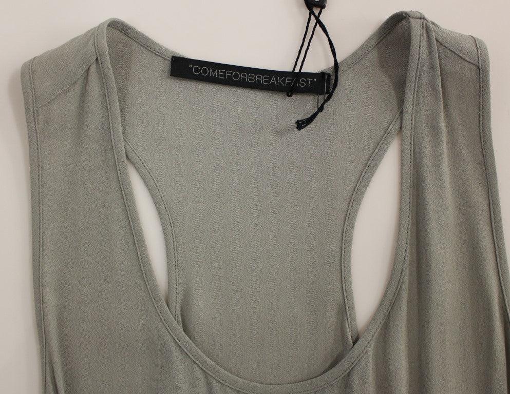 Comeforbreakfast Gray Viscose Tank Top Shirt Blouse - Zeiniez