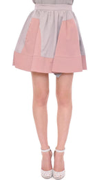 Comeforbreakfast Pink Gray Mini Short Pleated Skirt - Zeiniez