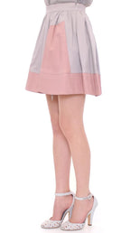Comeforbreakfast Pink Gray Mini Short Pleated Skirt - Zeiniez