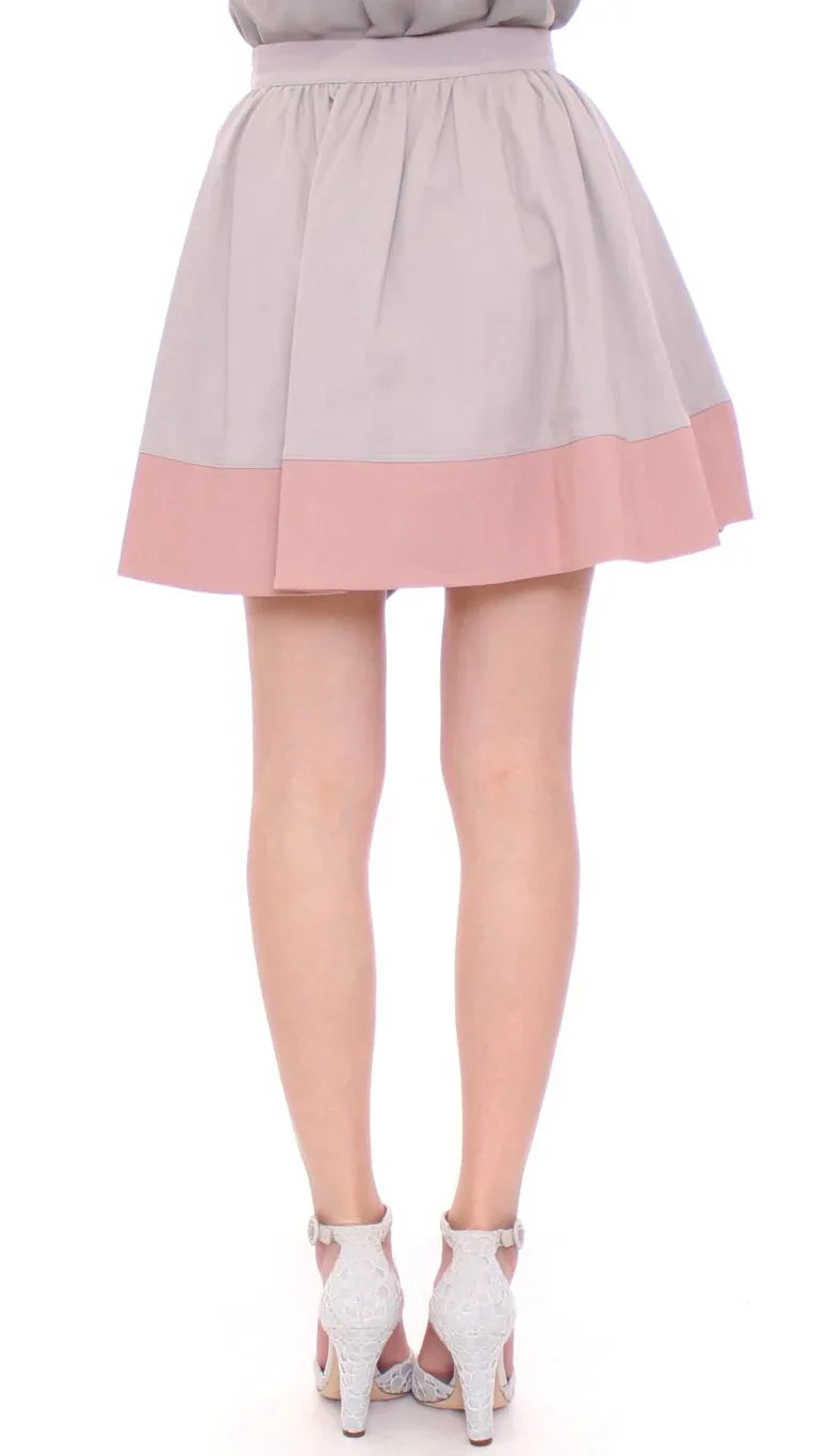 Comeforbreakfast Pink Gray Mini Short Pleated Skirt - Zeiniez