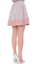 Comeforbreakfast Pink Gray Mini Short Pleated Skirt - Zeiniez