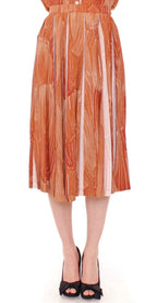 Licia Florio Brown Orange Below Knee Full Skirt - Zeiniez